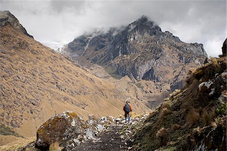 South America, Peru, Cusco. A hiker on an Inca road on the trail to Choquequirao Photographie de stock - Rights-Managed, Code: 862-06677390