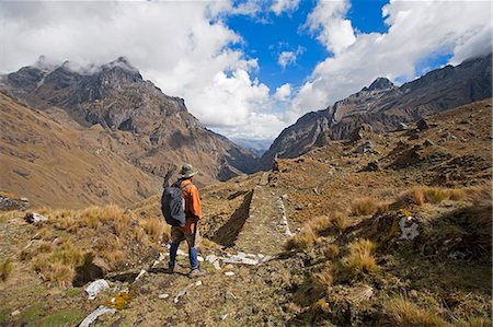 simsearch:862-06677634,k - South America, Peru, Cusco. A hiker on an Inca road on the trail to Choquequirao Stock Photo - Rights-Managed, Code: 862-06677391