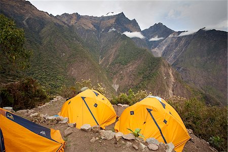 South America, Peru, Cusco, Choquequirao. The Maizal campsite on the Inca trail to Choquequirao in the high Andes and overlooking the Apurimac valley Stock Photo - Rights-Managed, Code: 862-06677405