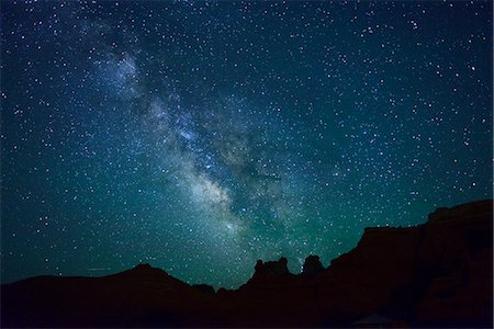 Night sky at Goblin Valley State Park, Colorado Plateau,  Utah, USA Photographie de stock - Rights-Managed, Code: 862-06677590