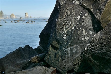 petroglyph - Indian Carvings on Rocks at Cape Alava, Olympic National Park, Clallam County, Washington, USA Stock Photo - Rights-Managed, Code: 862-06677629