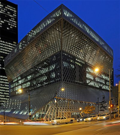 pacific northwest - Seattle Public Library by Architect Rem Koolhaas, Seattle, Washington, USA Stock Photo - Rights-Managed, Code: 862-06677642