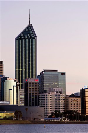 simsearch:862-03807255,k - Australia, Western Australia, Perth.  City skyline at twilight. Foto de stock - Con derechos protegidos, Código: 862-06824914