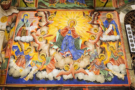 painting mural - Europe, Bulgaria, Rila Monastery, frescoes by Zahari Zograf, Nativity Church, Unesco World Heritage Site Stock Photo - Rights-Managed, Code: 862-06825038