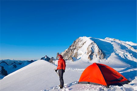 Europe, France, Haute Savoie, Rhone Alps, Chamonix Valley, camping beneath Mont Blanc (4810m) (MR) Stock Photo - Rights-Managed, Code: 862-06825450