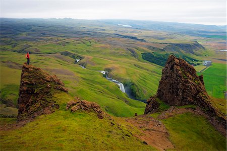 Iceland, southern region, hiker near Skogafoss waterfall (MR) Stock Photo - Rights-Managed, Code: 862-06825673