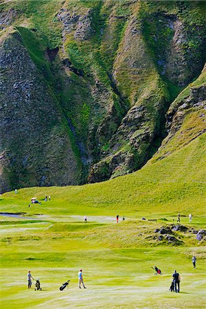 recreation golfing - Iceland, Vestmannaeyjar, volcanic Westman Islands, Heimaey Island, golf course in volcanic crater Stock Photo - Rights-Managed, Code: 862-06825698