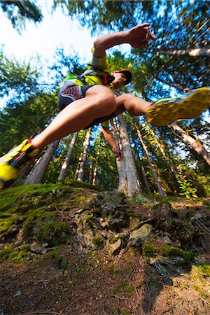 sport jump - Europe, Swiss Alps, Switzerland, Bernese Oberland, Swiss Alps Jungfrau-Aletsch, Unesco World Heritage site, trail runner in Jungfrau region (MR) Stock Photo - Rights-Managed, Code: 862-06826257