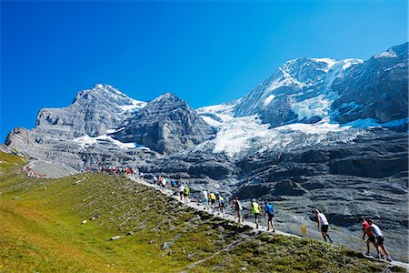 Europe, Swiss Alps, Switzerland, Bernese Oberland, Swiss Alps Jungfrau-Aletsch, Unesco World Heritage site, Jungfrau marathon Photographie de stock - Rights-Managed, Code: 862-06826250