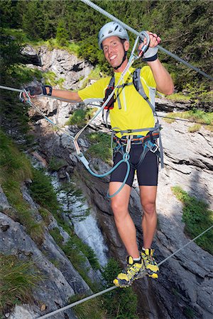 sports extreme rock climbing - Europe, Swiss Alps, Switzerland, Bernese Oberland, Swiss Alps Jungfrau-Aletsch, Unesco World Heritage site, Murren, via ferrata (MR) Stock Photo - Rights-Managed, Code: 862-06826270