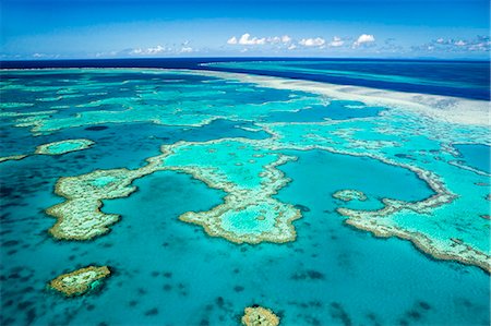 ecosystem - Australia, Queensland, Whitsundays, Great Barrier Reef Marine Park.  Aerial view of coral formations at Hardys Reef. Photographie de stock - Rights-Managed, Code: 862-07495759