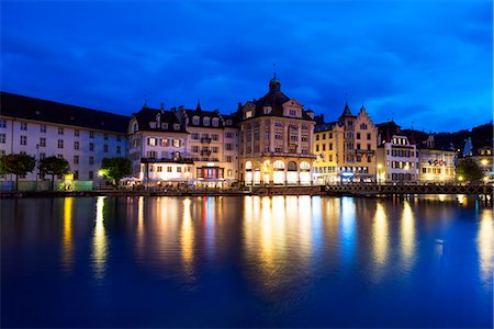 simsearch:862-07496290,k - Europe, Switzerland, Lucerne, waterfront old town on the Reuss River Stock Photo - Rights-Managed, Code: 862-07496295