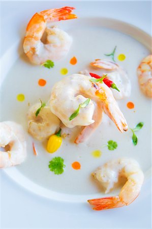 sao miguel - South America, Brazil, Alagoas, Praia do Patacho, a shrimp seafood dish by Alex Attala trained chef guido migliorino, at the pousada do xue PR Stock Photo - Rights-Managed, Code: 862-07689836