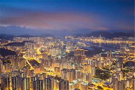 View of Kowloon and Hong Kong Island, Hong Kong, China Stock Photo - Rights-Managed, Code: 862-07689854