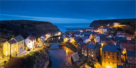 staithes harbour - United Kingdom, England, North Yorkshire, Staithes. The harbour at dusk. Stock Photo - Rights-Managed, Code: 862-07689951