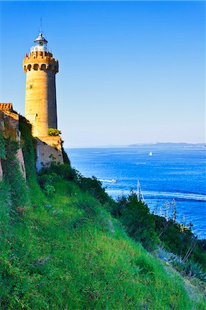 Italy, Italia. Tuscany, Toscana Livorno district. Tuscan Archipelago National Park. Elba island. Portoferraio Lighthouse. Stock Photo - Rights-Managed, Code: 862-07690136