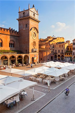 european shopping arcade - Italy, Lombardy, Mantova district, Mantua, Piazza delle Erbe and Torre dell'Orologio Stock Photo - Rights-Managed, Code: 862-07690153