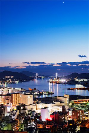 simsearch:862-07690285,k - Asia, Japan, Kyushu, Nagasaki, Nagasaki bay at night Stock Photo - Rights-Managed, Code: 862-07690304