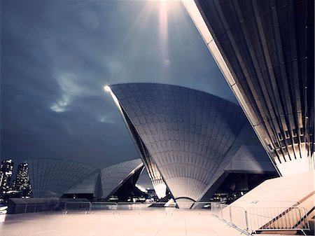 rooftop cityscape night - Sydney, New South Wales, Australia. Sydney Opera house at night Stock Photo - Rights-Managed, Code: 862-07909366