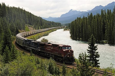 freight trains - Trans Canada Railroad, Banff National park, Alberta, Canada Stock Photo - Rights-Managed, Code: 862-07909425