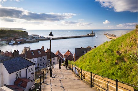 people england - United Kingdom, England, North Yorkshire, Whitby. The harbour and199 Steps. Stock Photo - Rights-Managed, Code: 862-07909594