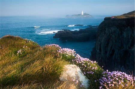 Coastal Cliffs, Godrevy Point, nr St Ives, Cornwall, England Stock Photo - Rights-Managed, Code: 862-07909685