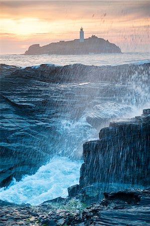 Coastal Cliffs, Godrevy Point, nr St Ives, Cornwall, England Stock Photo - Rights-Managed, Code: 862-07909682