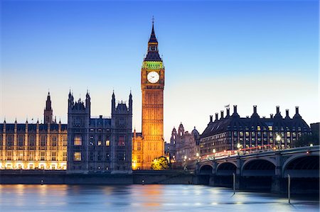 Europe, United Kingdom, England, London, Westminster, Houses of Parliament (Palace of Westminster) and the Thames at dusk Stock Photo - Rights-Managed, Code: 862-07909696