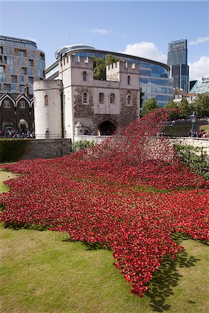 simsearch:862-07909704,k - UK, England, London. Blood Swept Lands and Seas of Red, a major art installation at the Tower of London, marking one hundred years since the first full day of Britain's involvement in the First World War. Stock Photo - Rights-Managed, Code: 862-07909699