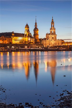 The panorama of Dresden in Saxony with the River Elbe in the foreground. Stock Photo - Rights-Managed, Code: 862-07909841