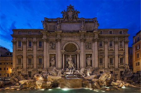 simsearch:862-07910045,k - The Trevi fountain at twilight, Pigna, Rome, Lazio, Italy. Stock Photo - Rights-Managed, Code: 862-07910035