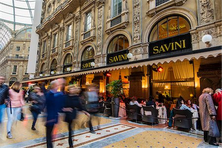 european shopping arcade - Savini Restaurant, Galleria Vittorio Emanuele II gallery, Milan, Lombardy, Italy Stock Photo - Rights-Managed, Code: 862-07910048