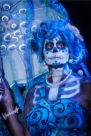 Catrina, day of the Dead festivities, La Paz, Baja California Sur, Mexico Fotografie stock - Rights-Managed, Codice: 862-07910246