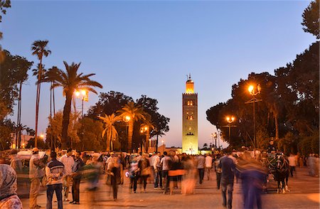 Koutoubia minaret at dusk. Marrakech, Morocco Stock Photo - Rights-Managed, Code: 862-07910272