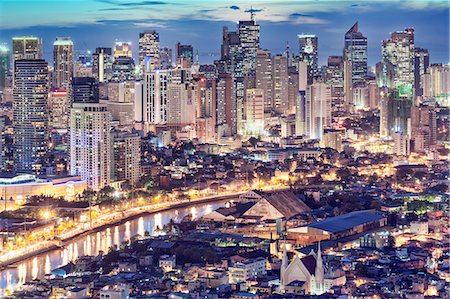 Asia, South East Asia, Philippines, Manila, Intramuros, view of Makati, the business district and the Pasig river at dusk Stock Photo - Rights-Managed, Code: 862-07910415