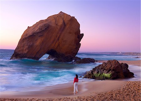 simsearch:862-07910476,k - Portugal, Estramadura, Santa Cruz, woman on beach at dusk (MR) Stock Photo - Rights-Managed, Code: 862-07910523