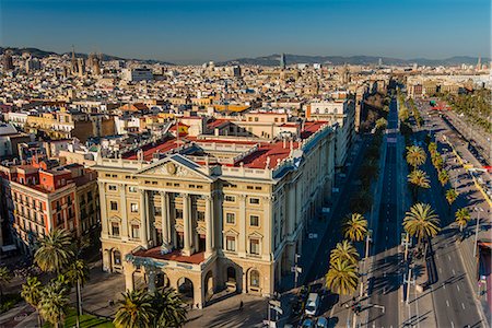 Top view over Barri Gotic neighborhood, Barcelona, Catalonia, Spain Fotografie stock - Rights-Managed, Codice: 862-07910680