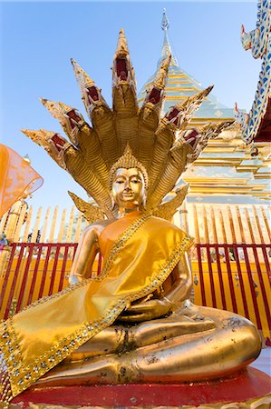 simsearch:862-06676315,k - Thailand, Chiang Mai. Buddha statue inside Wat Phra Doi Suthep temple Stock Photo - Rights-Managed, Code: 862-07910815