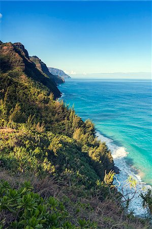 USA, Hawaii, Kauai, view of cliffs in the Na Pali Coast State Park from the Kalalau Trail Foto de stock - Con derechos protegidos, Código: 862-07910995