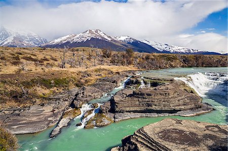 simsearch:862-08090052,k - Chile, Torres del Paine, Magallanes Province. A waterfall or cascade on the Paine River in the Torres del Paine National Park. Stock Photo - Rights-Managed, Code: 862-08090061