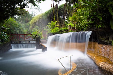 san carlos - Costa Rica, Alajuela, La Fortuna. Hot Springs at The Tabacon Grand Spa Thermal Resort. Fotografie stock - Rights-Managed, Codice: 862-08090083