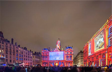 simsearch:862-03711335,k - Europe, France, Rhone-Alpes, Lyon, Fete des Lumieres, festival of lights, Hotel de Ville - city hall, Unesco Stock Photo - Rights-Managed, Code: 862-08090225
