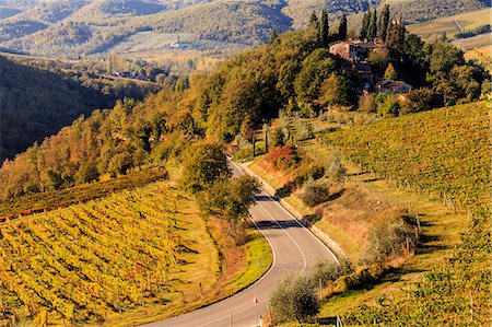 europe farm village - Italy, Italia. Tuscany, Toscana. Firenze district. Chianti. Greve in Chianti Stock Photo - Rights-Managed, Code: 862-08090461