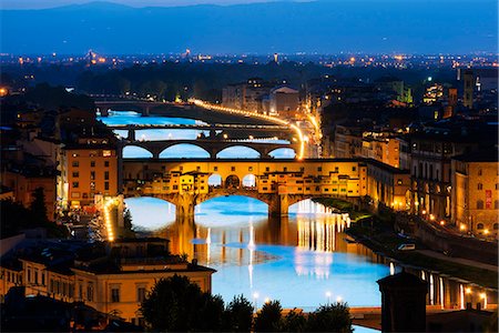 florence skyline - Europe, Italy, Tuscany, Florence, Historic center, Unesco World Heritage site, Ponte Vecchio & Arno River Stock Photo - Rights-Managed, Code: 862-08090496