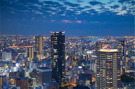 skyline asia - View of Osaka at dusk, Kansai, Japan Stock Photo - Rights-Managed, Code: 862-08090644