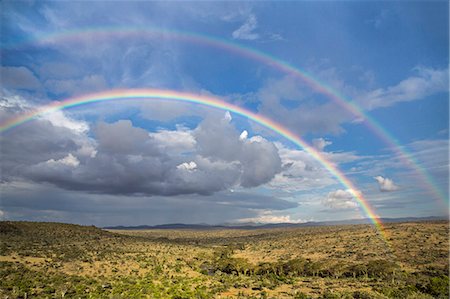 savanne - Kenya, Laikipia County, Laikipia. A double rainbow. Stockbilder - Lizenzpflichtiges, Bildnummer: 862-08090839