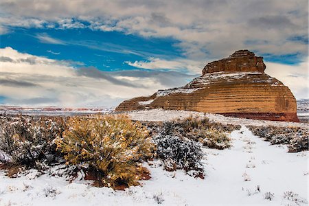 desert scenary - Snowy desert landscape, Utah, USA Stock Photo - Rights-Managed, Code: 862-08091462