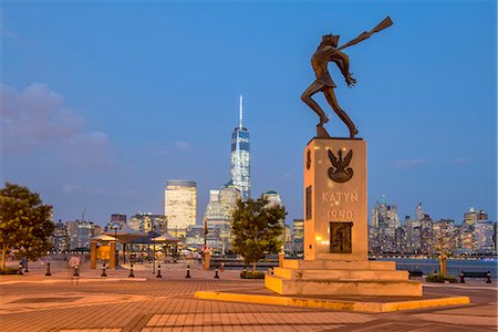 New York, USA, Manhattan, Hudson river with lower Manhattan and one world trade center seen from New Jersey Fotografie stock - Rights-Managed, Codice: 862-08091547