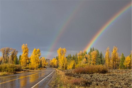 USA, Wyoming, Rockies, Rocky Mountains, Grand Teton, National Park, rainbow during thunderstorm Photographie de stock - Rights-Managed, Code: 862-08091562