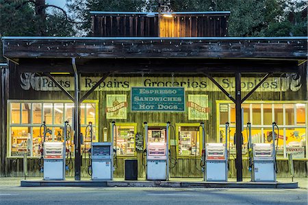 small town stores in america - USA, Washington, Okanogan County, Gas Station in Winthrop Stock Photo - Rights-Managed, Code: 862-08274094